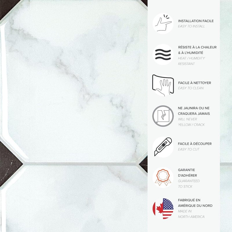 Smart Tiles Peel and Stick Backsplash - 5 Sheets of 7,75" x 7,75" - 3D Adhesive Peel and Stick Tile Backsplash for Kitchen, Bathroom, Wall Tile, Checkered - Image 5